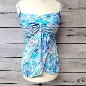 Relativity Tankini Pastel  Adjustable Straps Sz M Beach Summer Pool Resortwear
